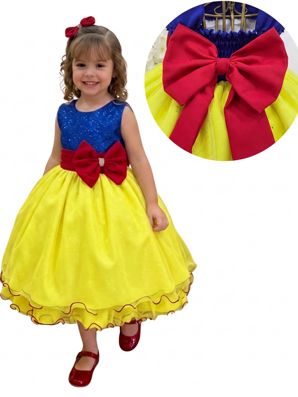 Vestido Branca de Neve fantasia de festa luxo